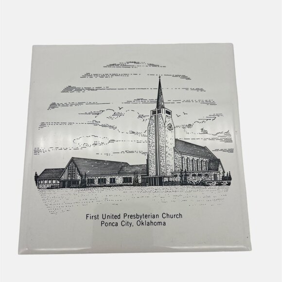 Vintage First United Presbyterian Church Decorative Tile Ponca City Oklahoma 6" - Picture 1 of 3